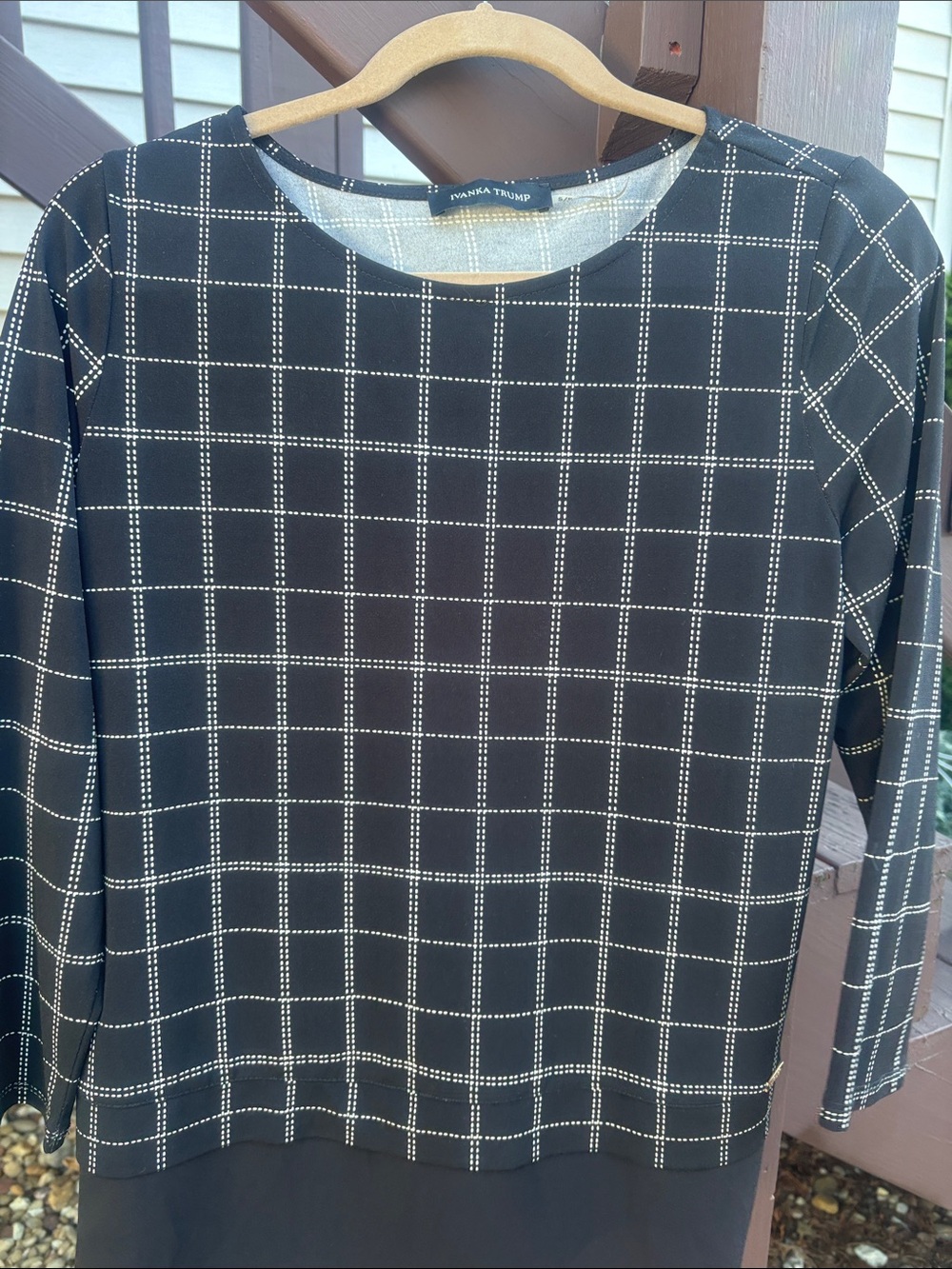 Ivanka Trump Black Top with White Grid Stitching SP